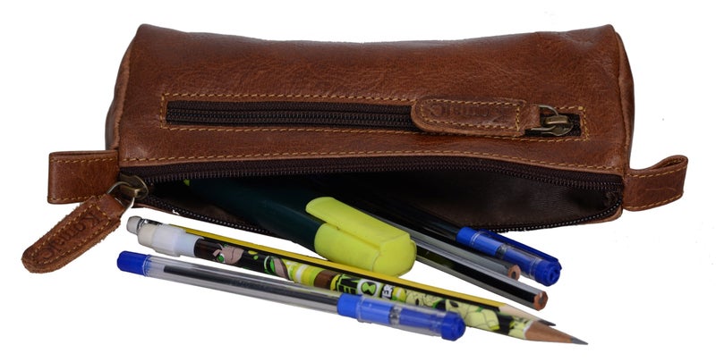 KomalC Leather Pencil Pouch pen case Craft Tool holder For Office Work gift for artists. - Image 2